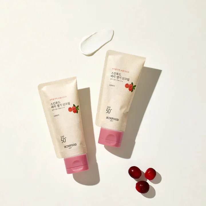 SKINFOOD Berry Glowing Sun Cream SPF 50  PA     واقي الشمس الفيزيائي بالتوت من سكنفود