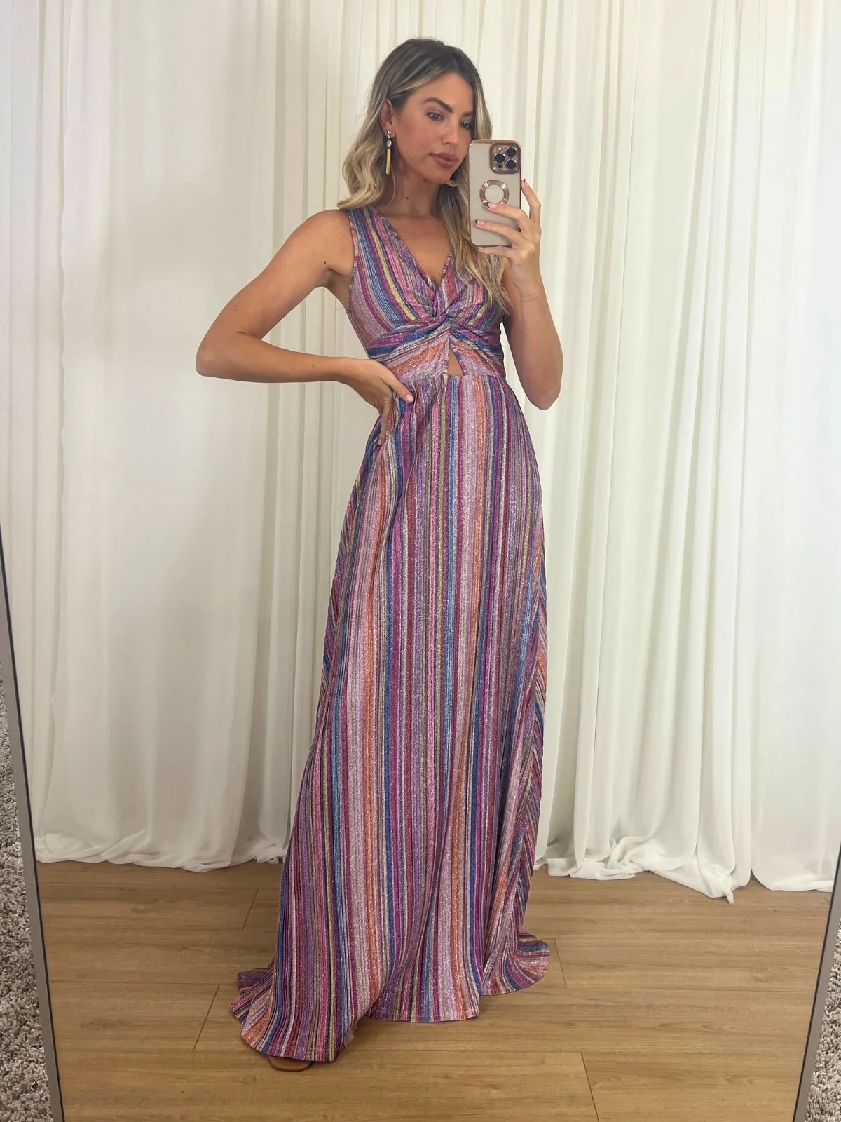 Trend Movement Florence Stripe Sparkle Maxi Dress in Multi