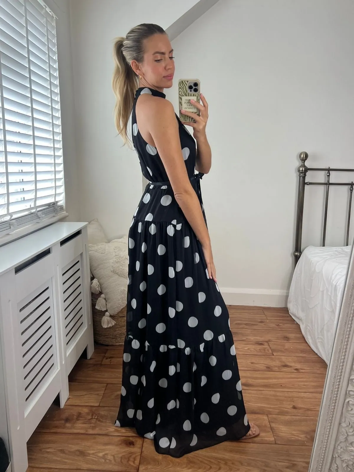 Comfortable Design Day Outfit Willow High Neck Maxi Dress / Mono Print