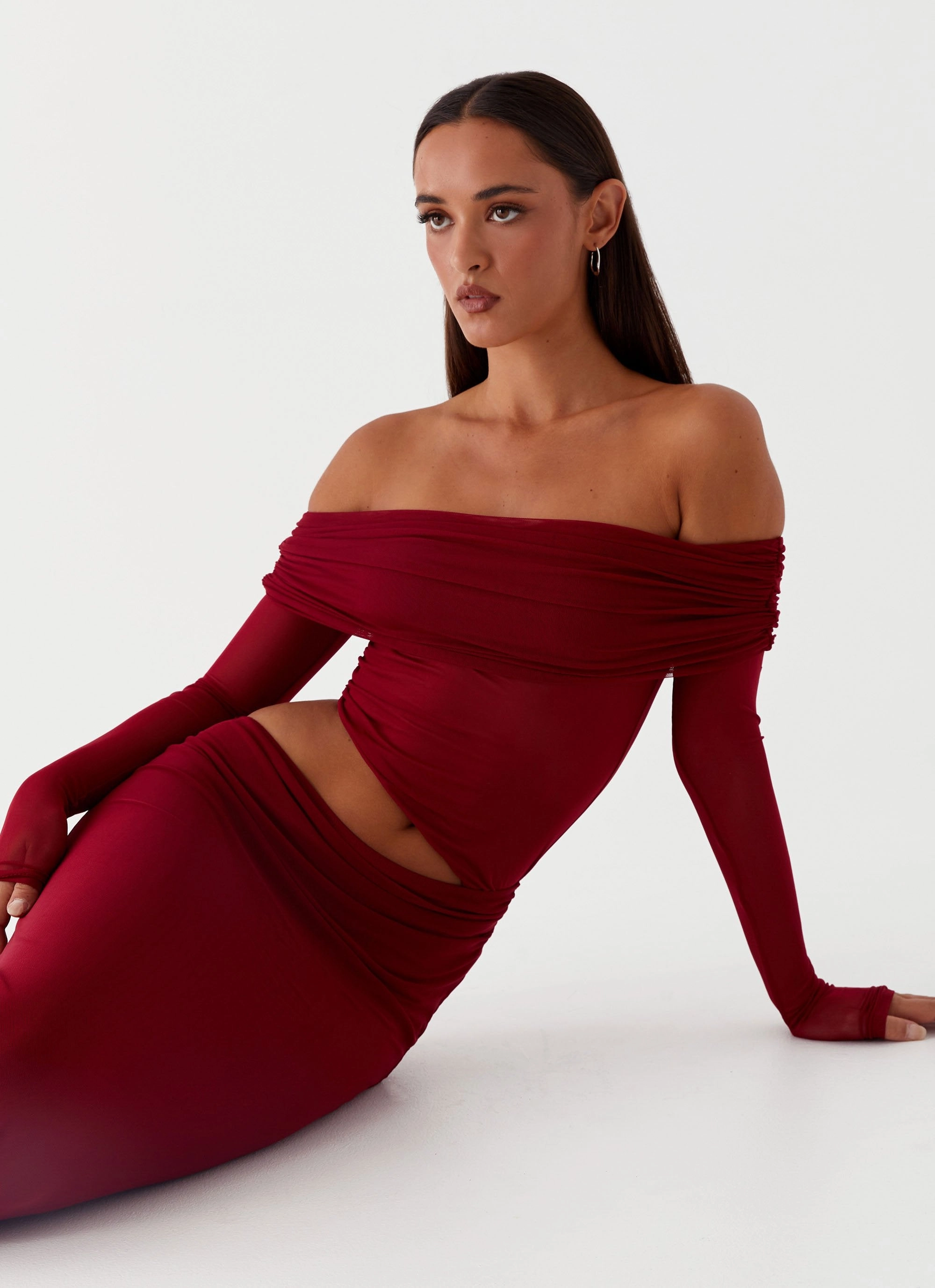 Office Tone Emery Maxi Dress - Cherry Red