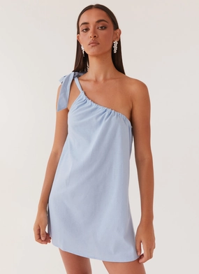 Art Of Waves Linen Mini Dress - Cerulean Subtle design All Inclusive