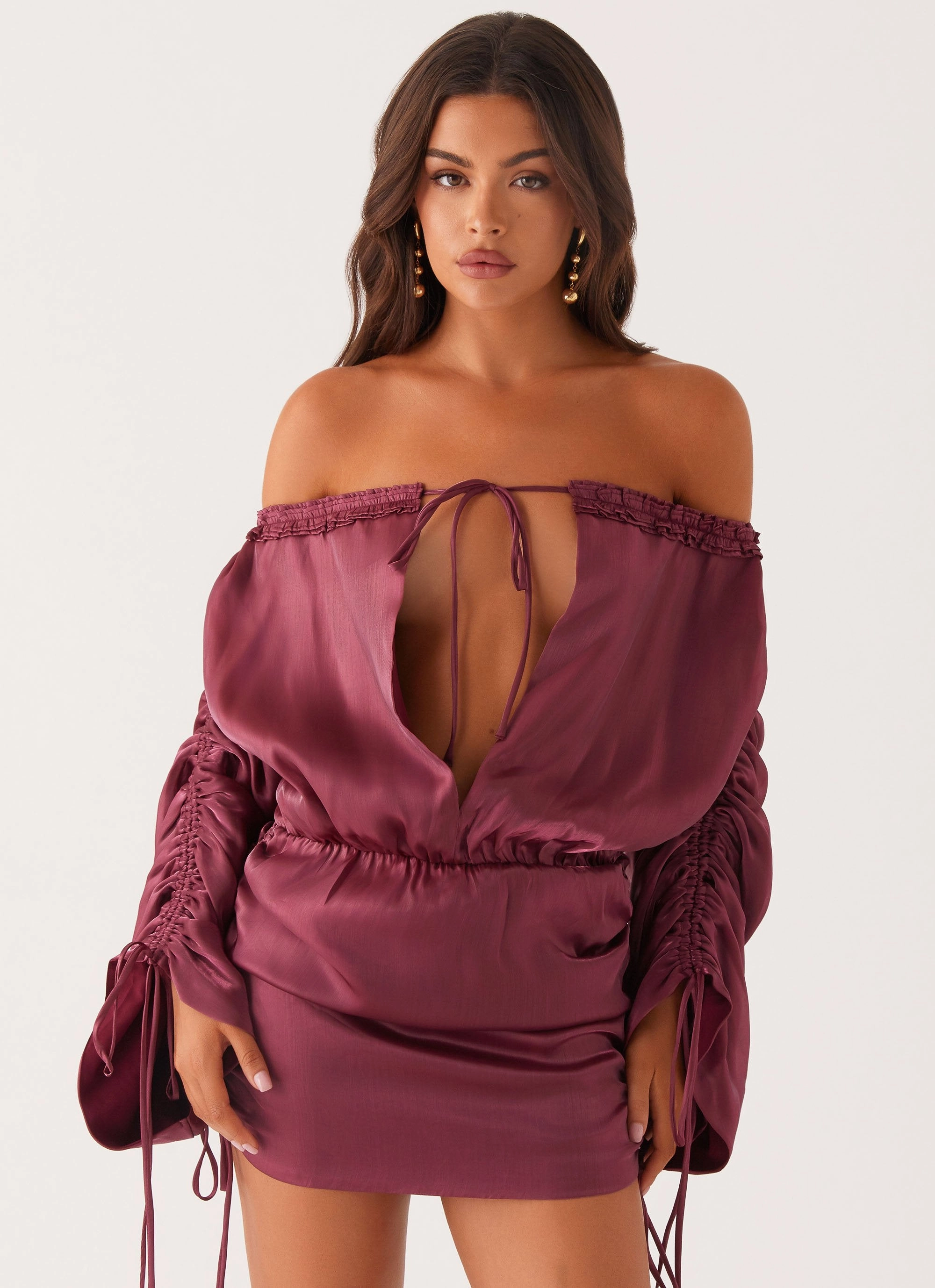 Polished Mood relaxed elegance Reeve Mini Dress - Mulberry