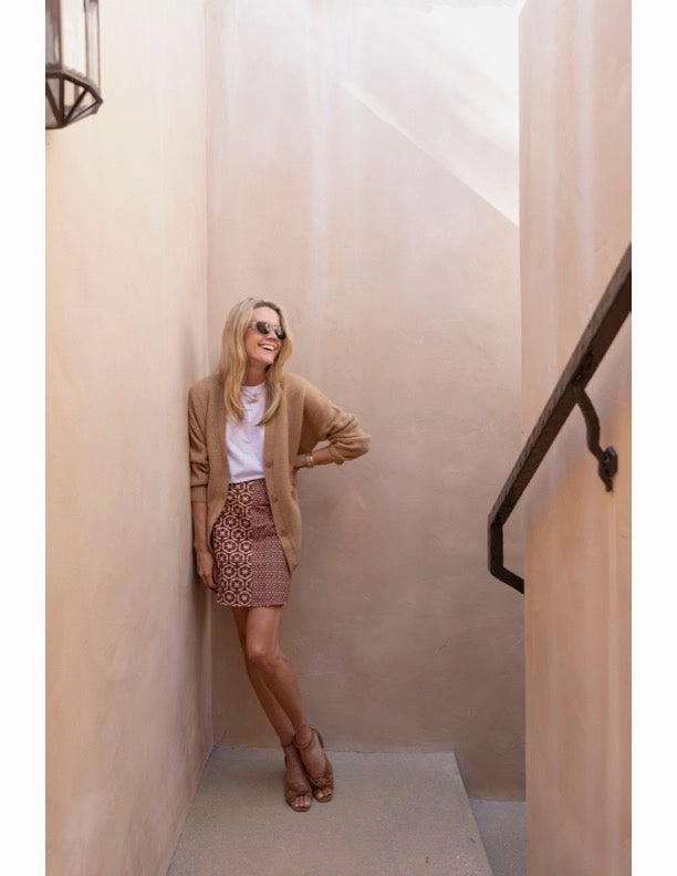 Flexible Waistband MASON'S DAUGHTER Skirt, Chocolate and Pink Lattice Print