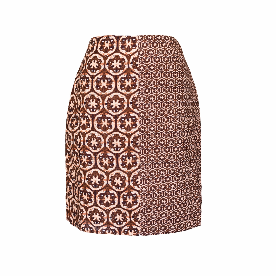 MASON'S DAUGHTER Skirt, Chocolate and Pink Lattice Print Core Comfort