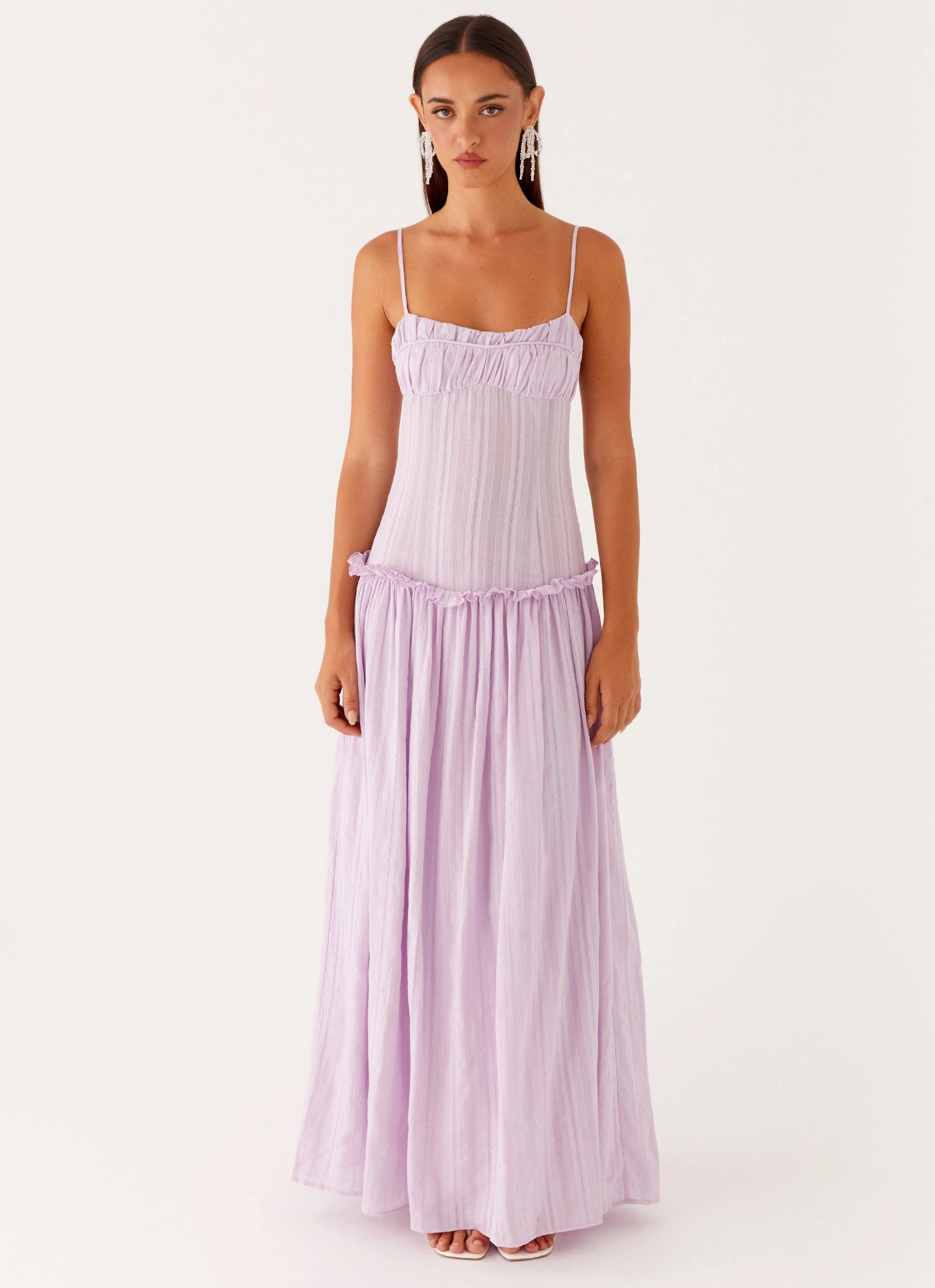 Jacinda Drop Waist Maxi Dress - Lavender Fashionable Layer