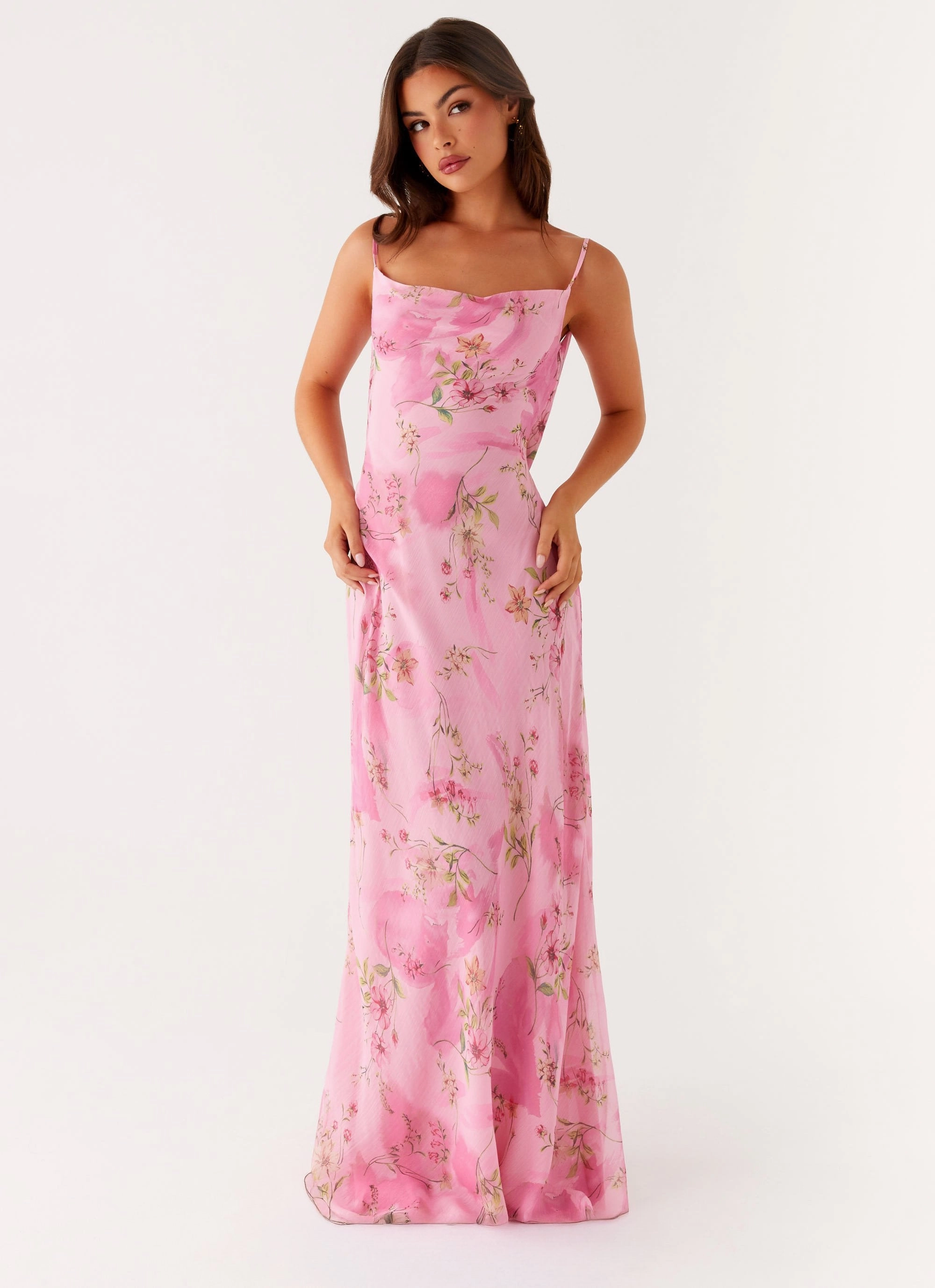 Orlando Maxi Dress - Pink Floral Print Cozy and Comfortable Dress for brunch