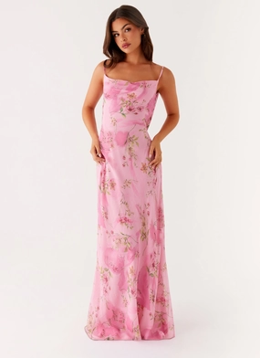 Orlando Maxi Dress - Pink Floral Print Cozy and Comfortable Dress for brunch