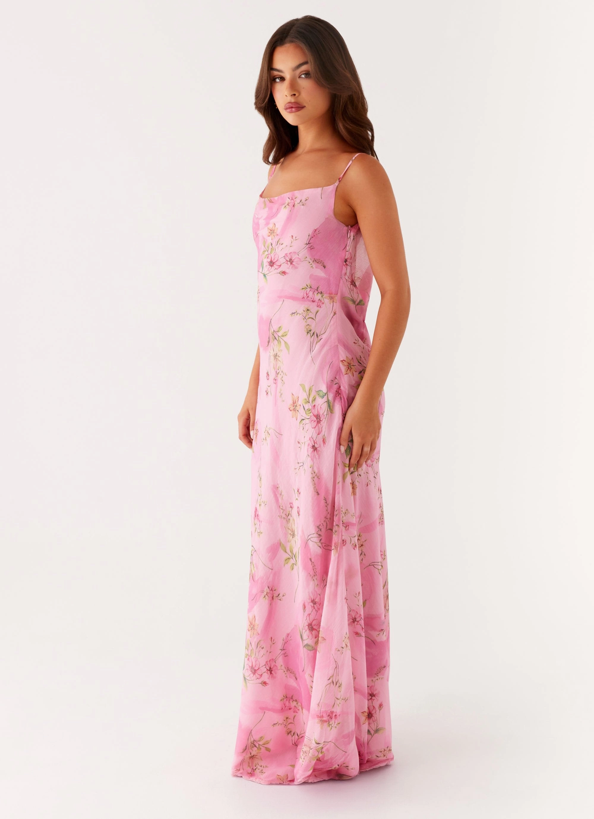 Orlando Maxi Dress - Pink Floral Print Easy Tones
