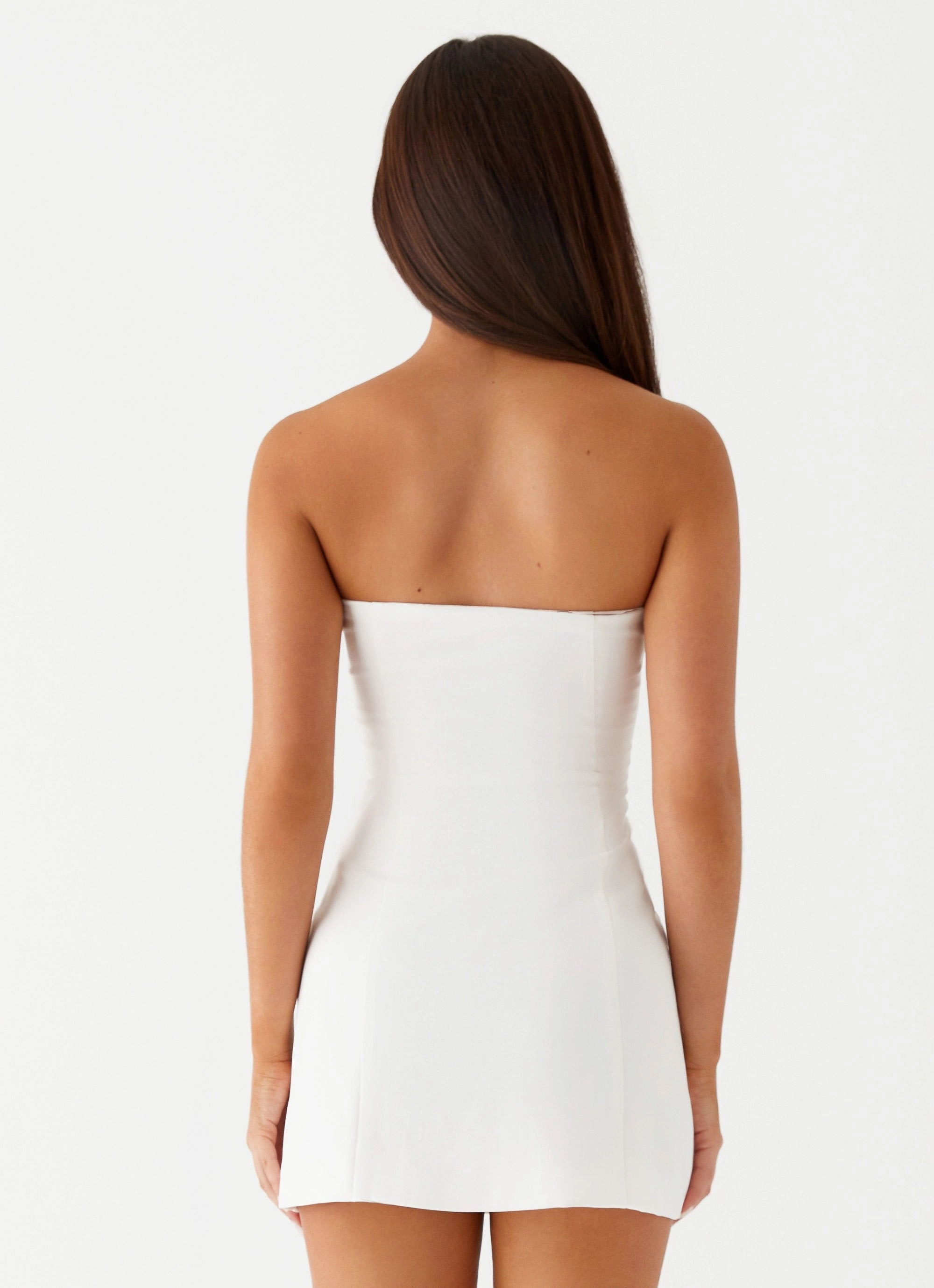 Allora Strapless Mini Dress - White Front-Pocket