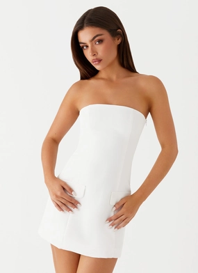 Allora Strapless Mini Dress - White Bold Fashion