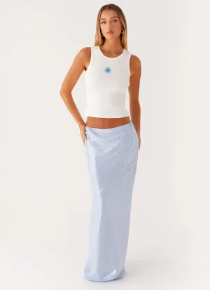 Shirred Back Algorithm Sequin Maxi Skirt - Blue
