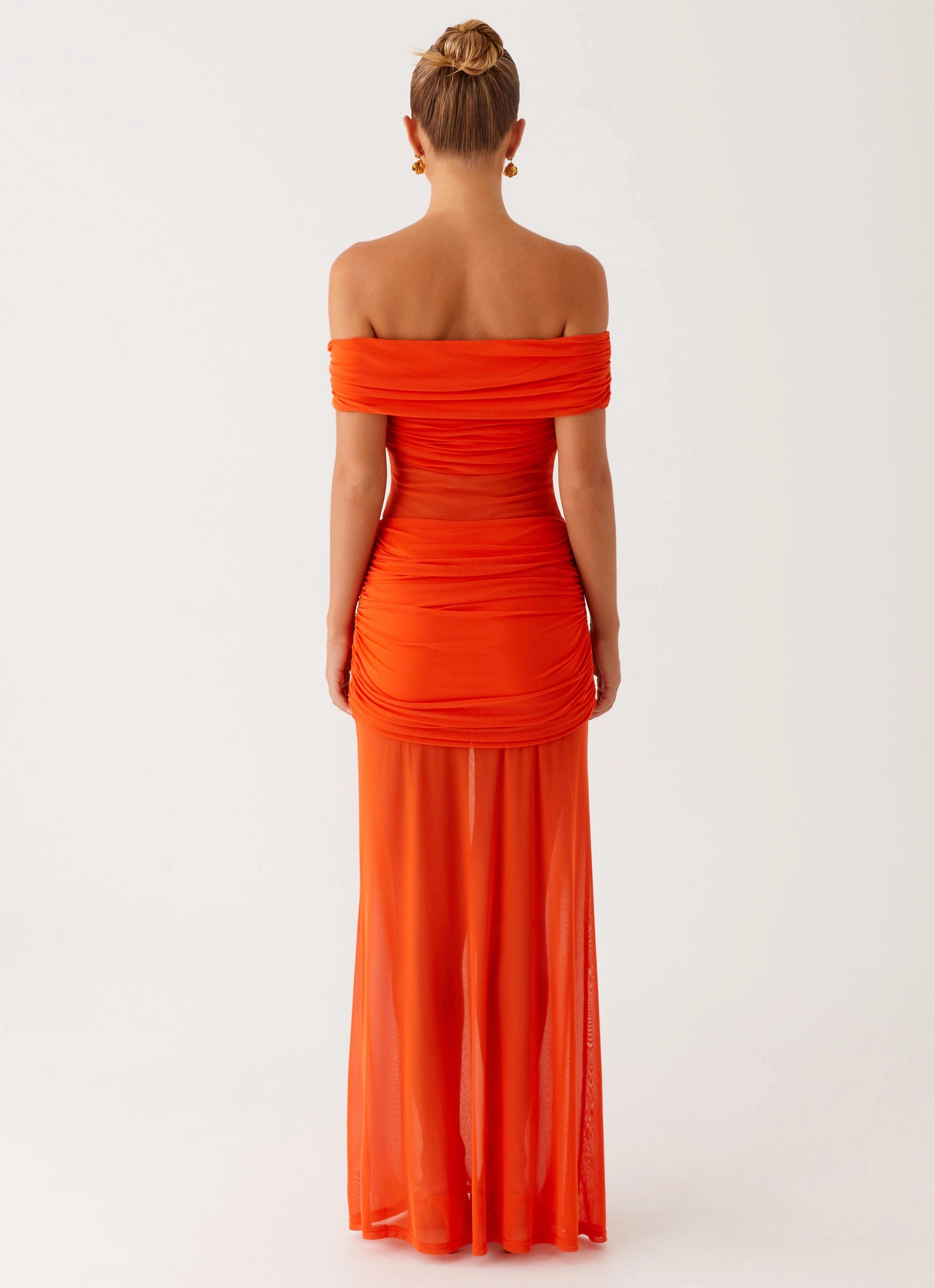 Sleek Outline Smart Blend Charming Off Shoulder Maxi Dress - Orange