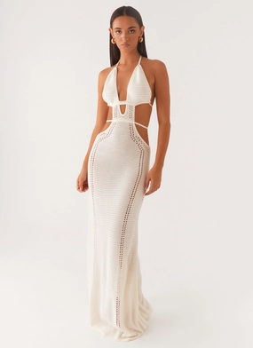 elegant design Comfy Fit In Motion Cut Out Crochet Maxi Dress - White