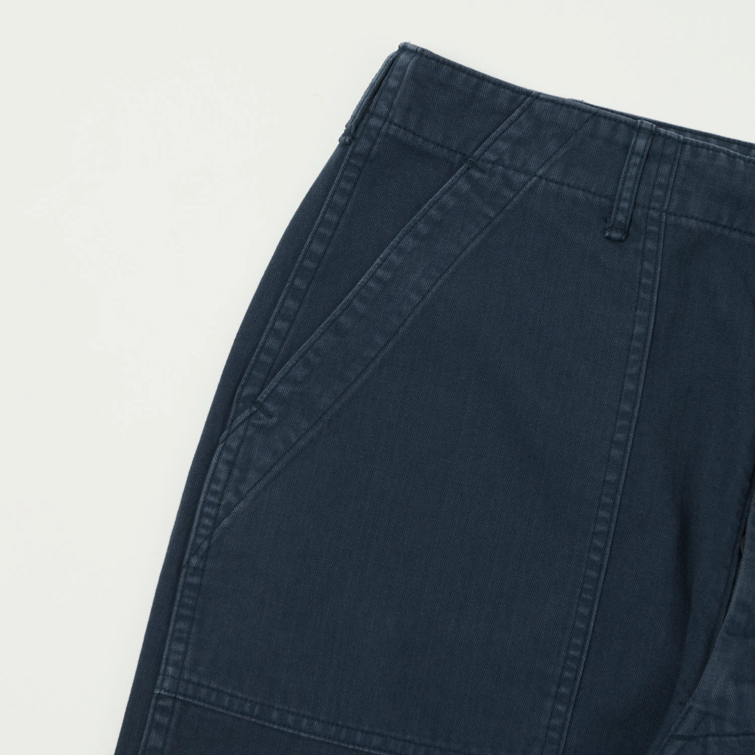 orSlow Herringbone Twill Lightweight Fatigue Pants - Navy Compact Storage Soft Brush Lining