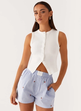 No Ride Up Comfy Vibes Brightwell Boxer Shorts - Blue Strawberry