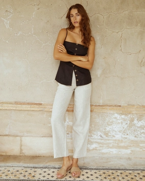 Everyday Organic Linen Pant Sleek Appearance Stylish Waistband