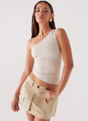 Heart To Heart Cargo Mini Skirt - Beige Quick Dry Technology
