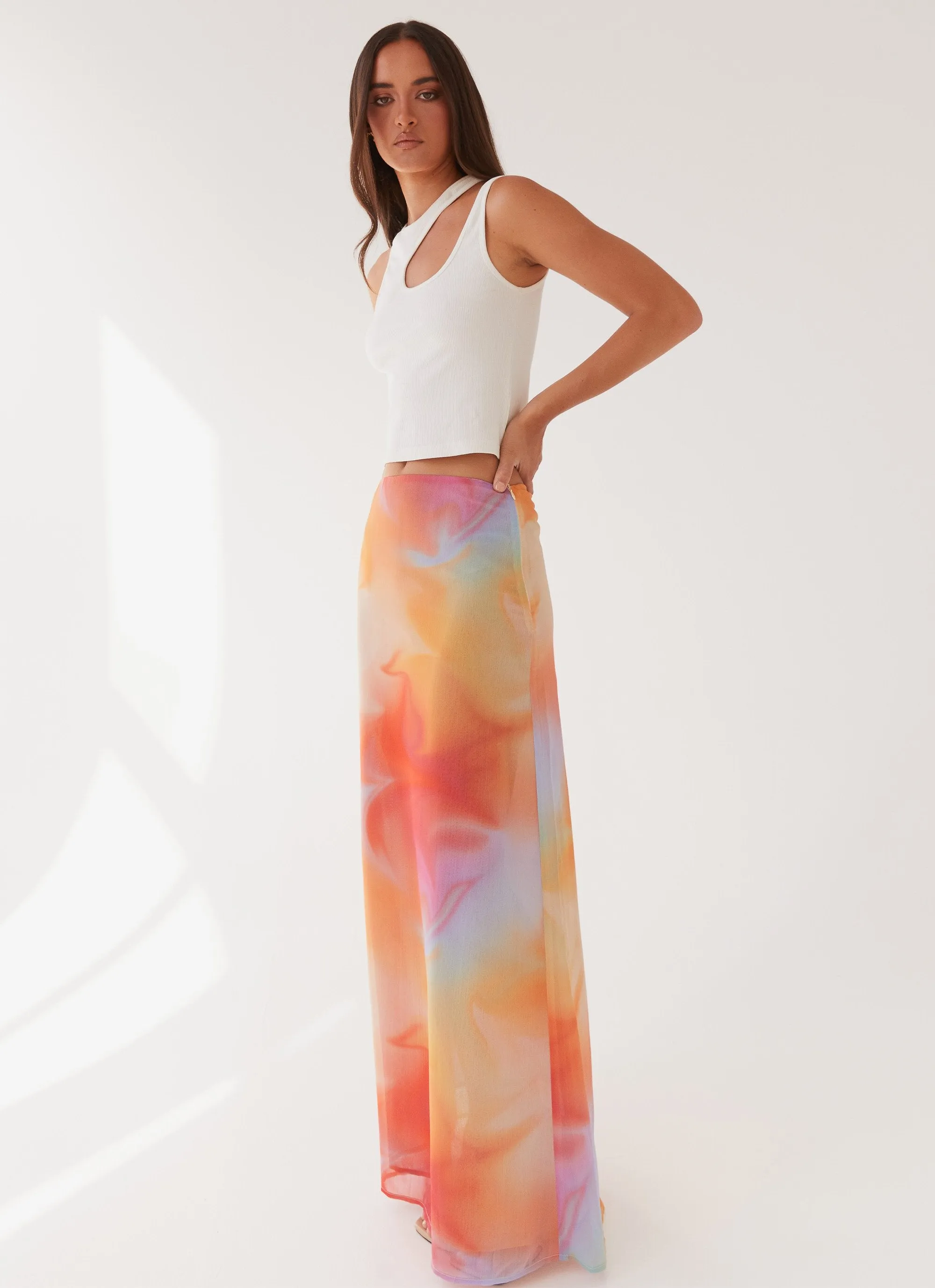 Sunlight Cascade Maxi Skirt - Rainbow Radiance Light Mood Contemporary Mood