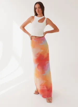 Sunlight Cascade Maxi Skirt - Rainbow Radiance Fashion Energy high contrast