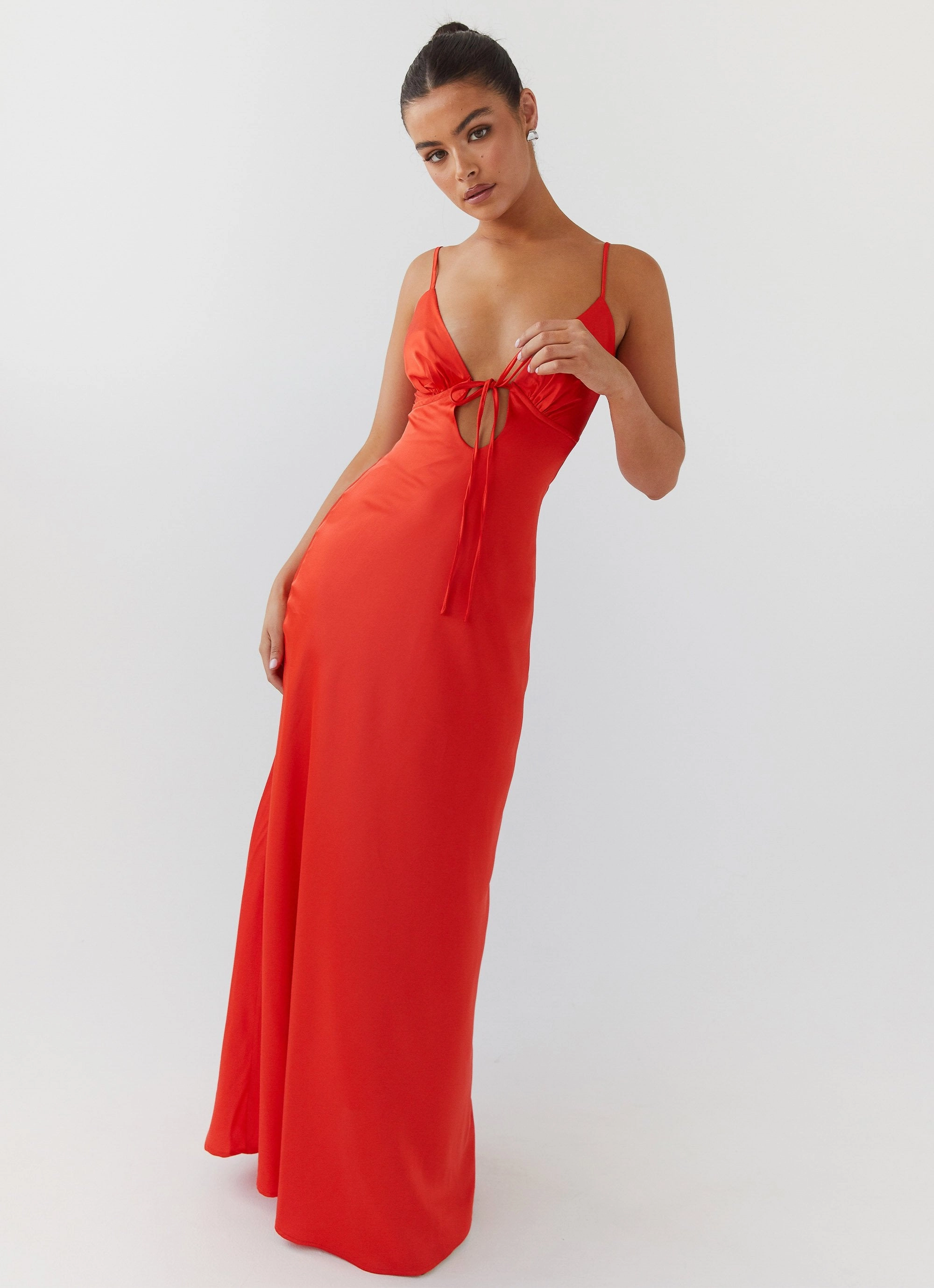 Smooth Finish Ready Anytime Flora Satin Maxi Dress - Citrus
