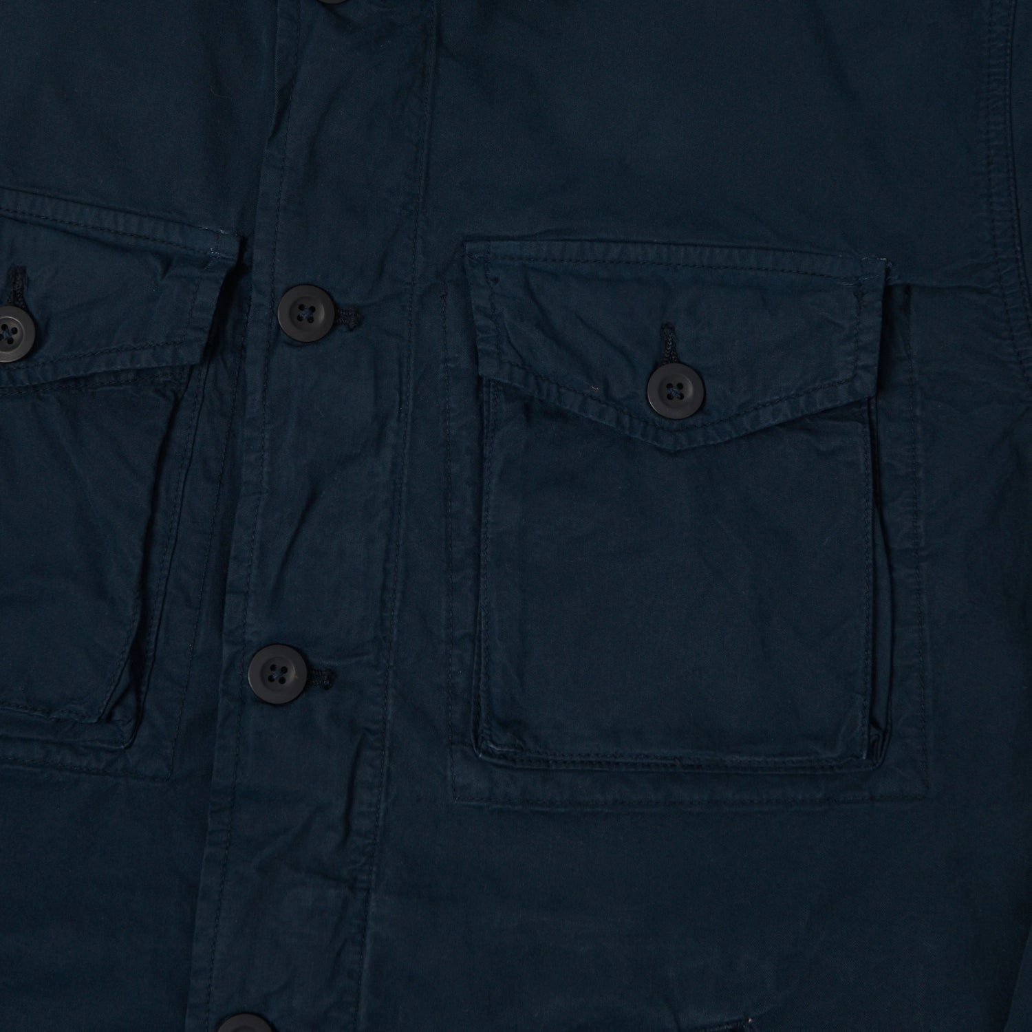 Hartford 'Jonah' Military Worker Jacket - Blue Double Breasted Clean Street Look