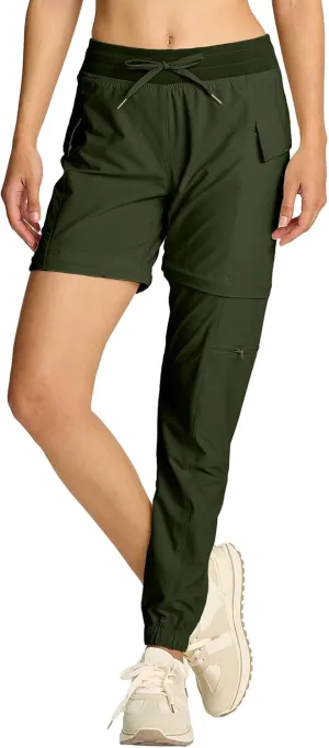smawell Women's Hiking Pants Convertible Lightweight Zip-Off Outdoor Pants Quick Dry Joggers with Pocket