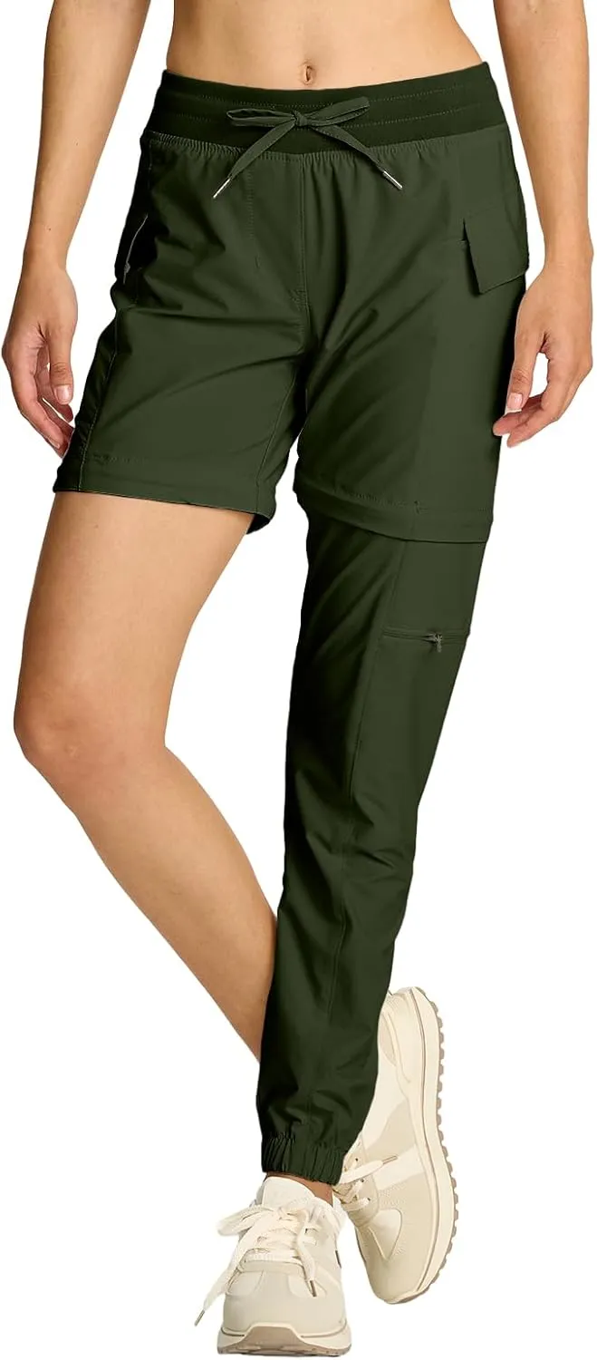 smawell Women's Hiking Pants Convertible Lightweight Zip-Off Outdoor Pants Quick Dry Joggers with Pocket