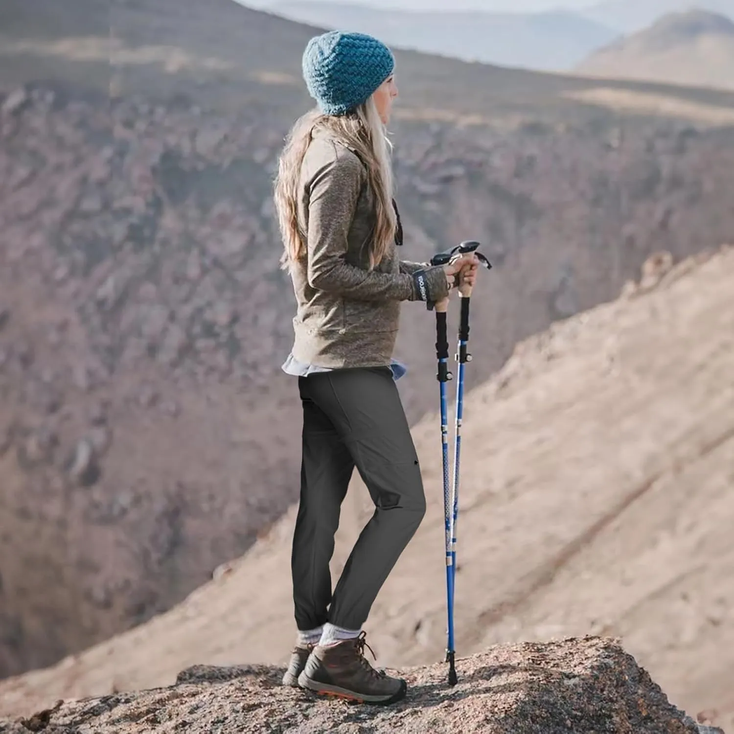 smawell Women's Hiking Pants Convertible Lightweight Zip-Off Outdoor Pants Quick Dry Joggers with Pocket