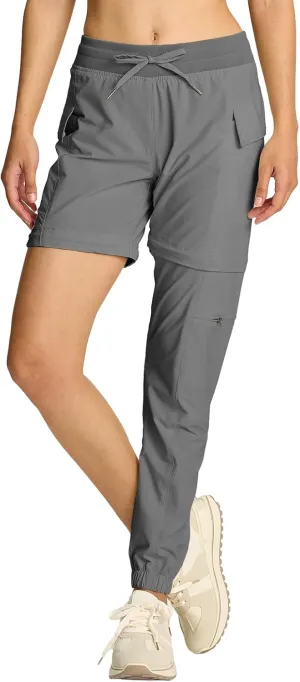 smawell Women's Hiking Pants Convertible Lightweight Zip-Off Outdoor Pants Quick Dry Joggers with Pocket