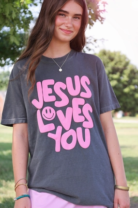 Multi Pocket Functional Design Recycled Polyester Fabric Smile Jesus Loves You Tee