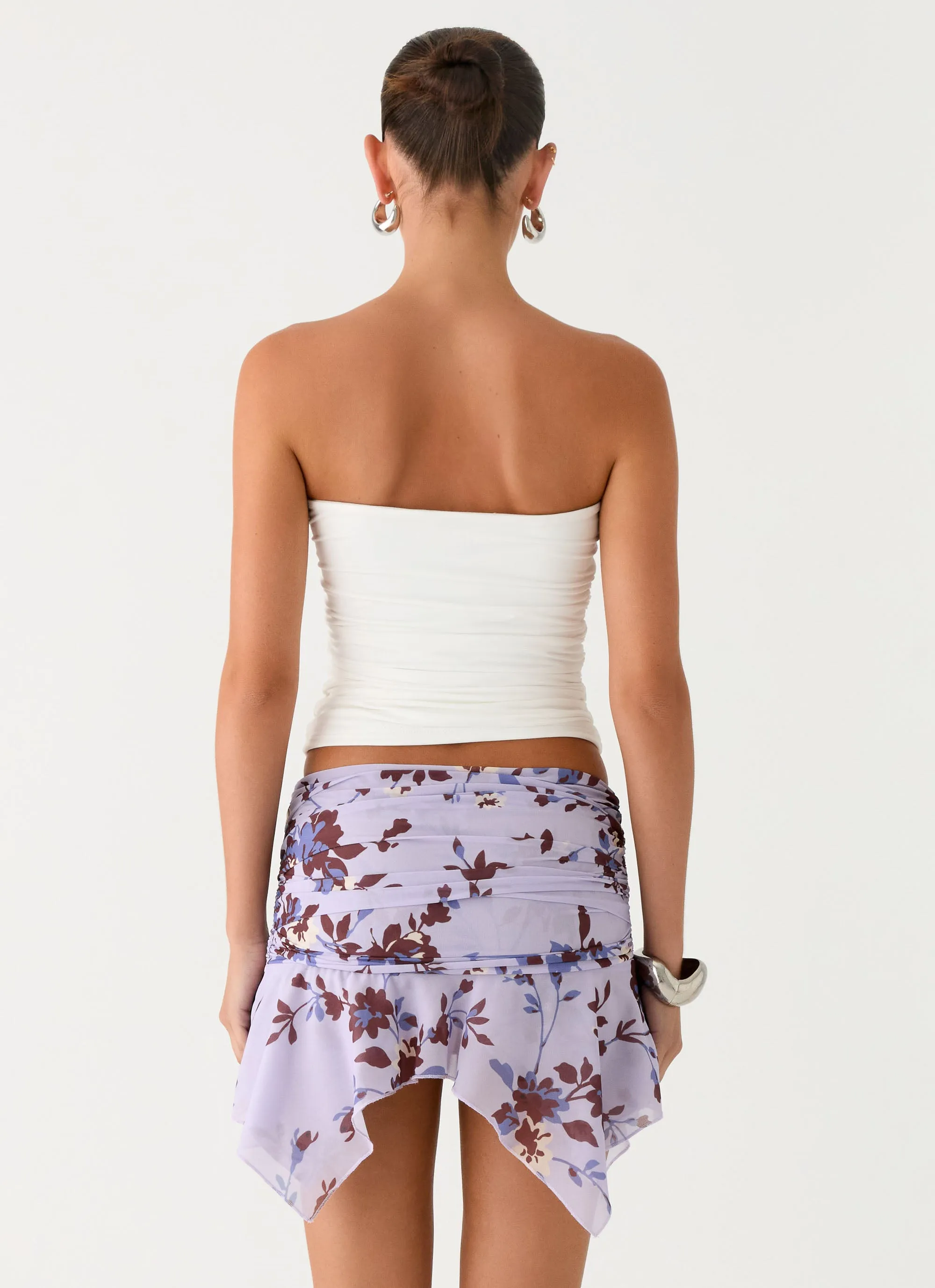 Altego Low Rise Hanky Mini Skirt - Antique Lilac Floral Chill Vibe