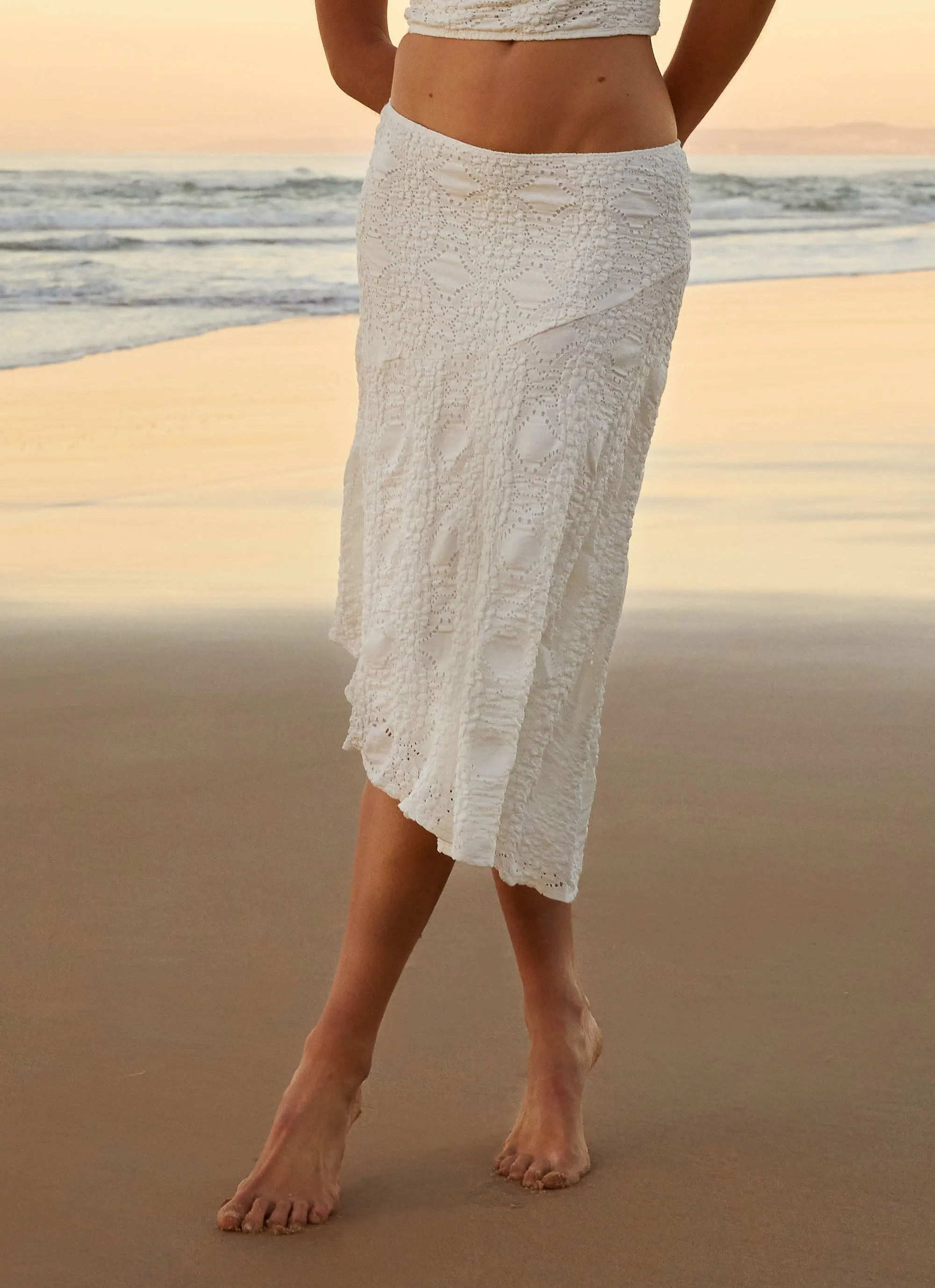 Soft Palette Diamond Sky Midi Skirt - White