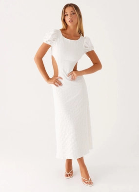Myley Midi Dress - White Soft Waist