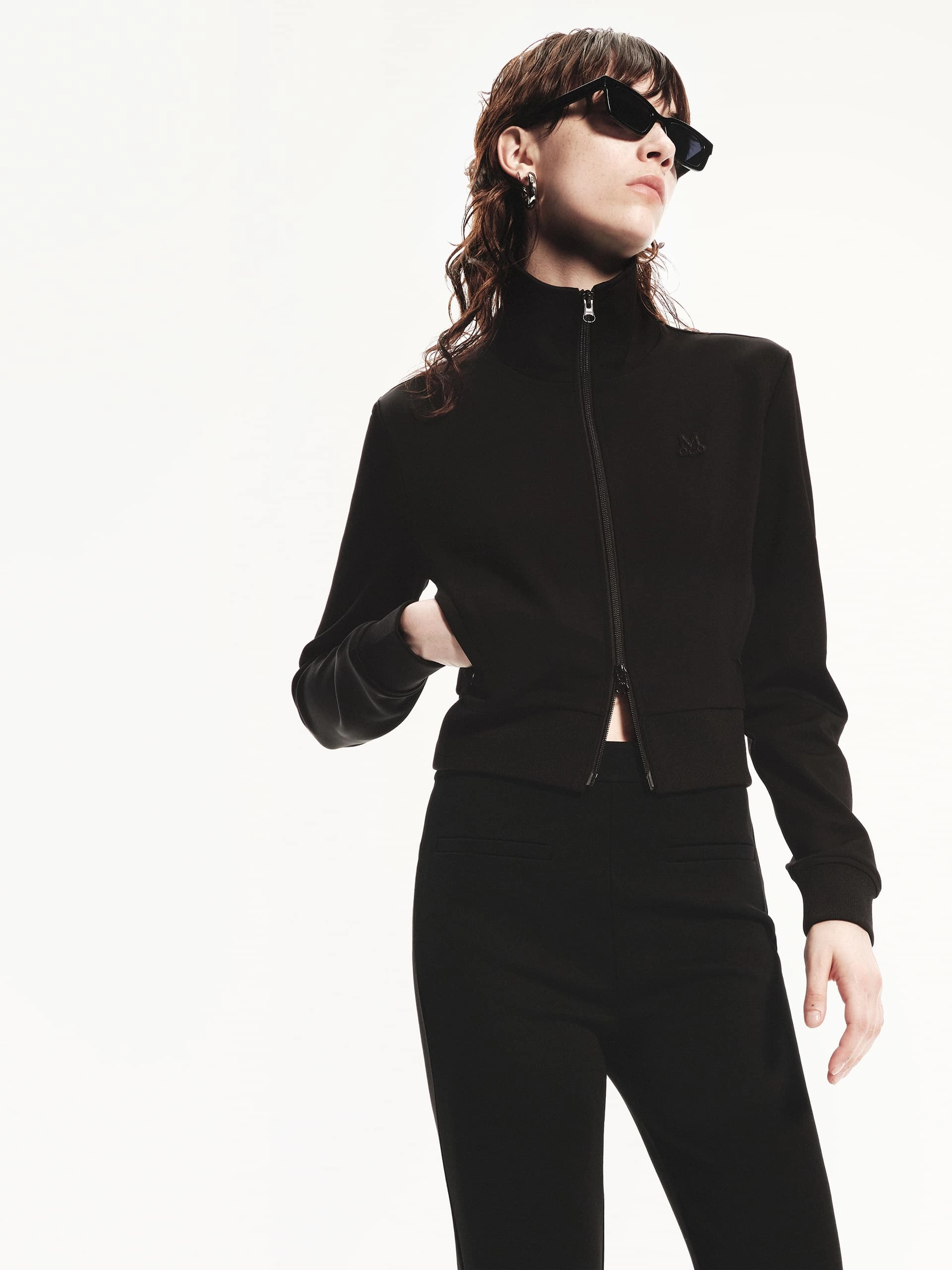 Zip Closure Fitted Jacket Convertible Collar LightweightInsulation