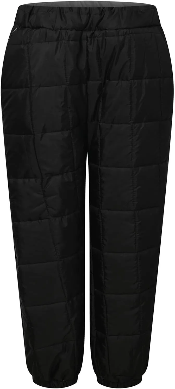 Snow Pants Womens Winter Ski Pants Thick Fleece Lined Joggers Quilted Down Puffer Trousers with Pockets