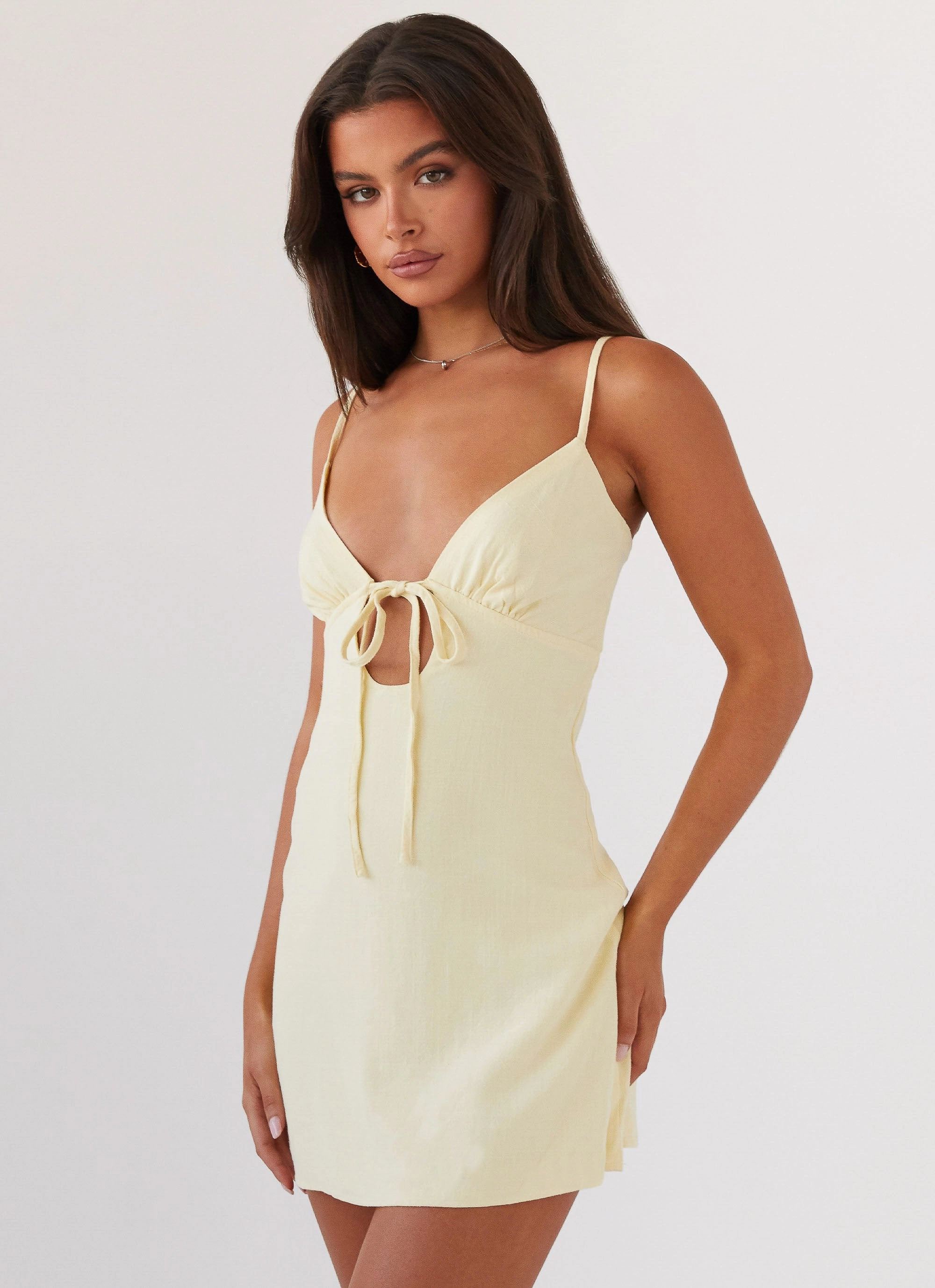 Flora Linen Mini Dress - Lemon Casual maxi dress