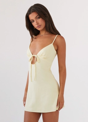 Flora Linen Mini Dress - Lemon Seasonal Style