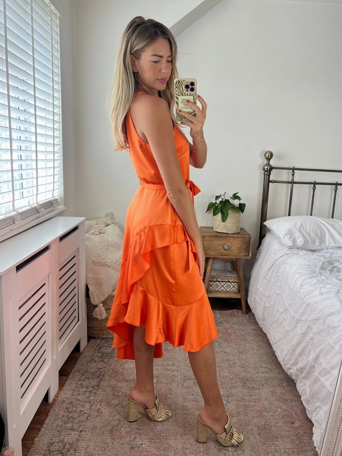 Ariana Halter Frill Dress / Tangerine Vintage Vibe Gift-Worthy