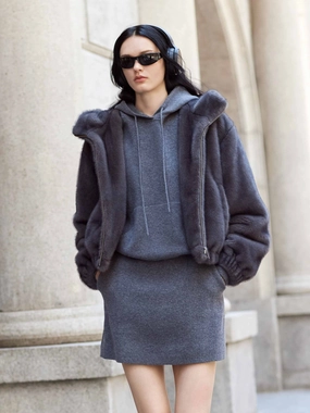 ShrinkResistantFabric Cool Climate Soft Hood Fuzzy Coat