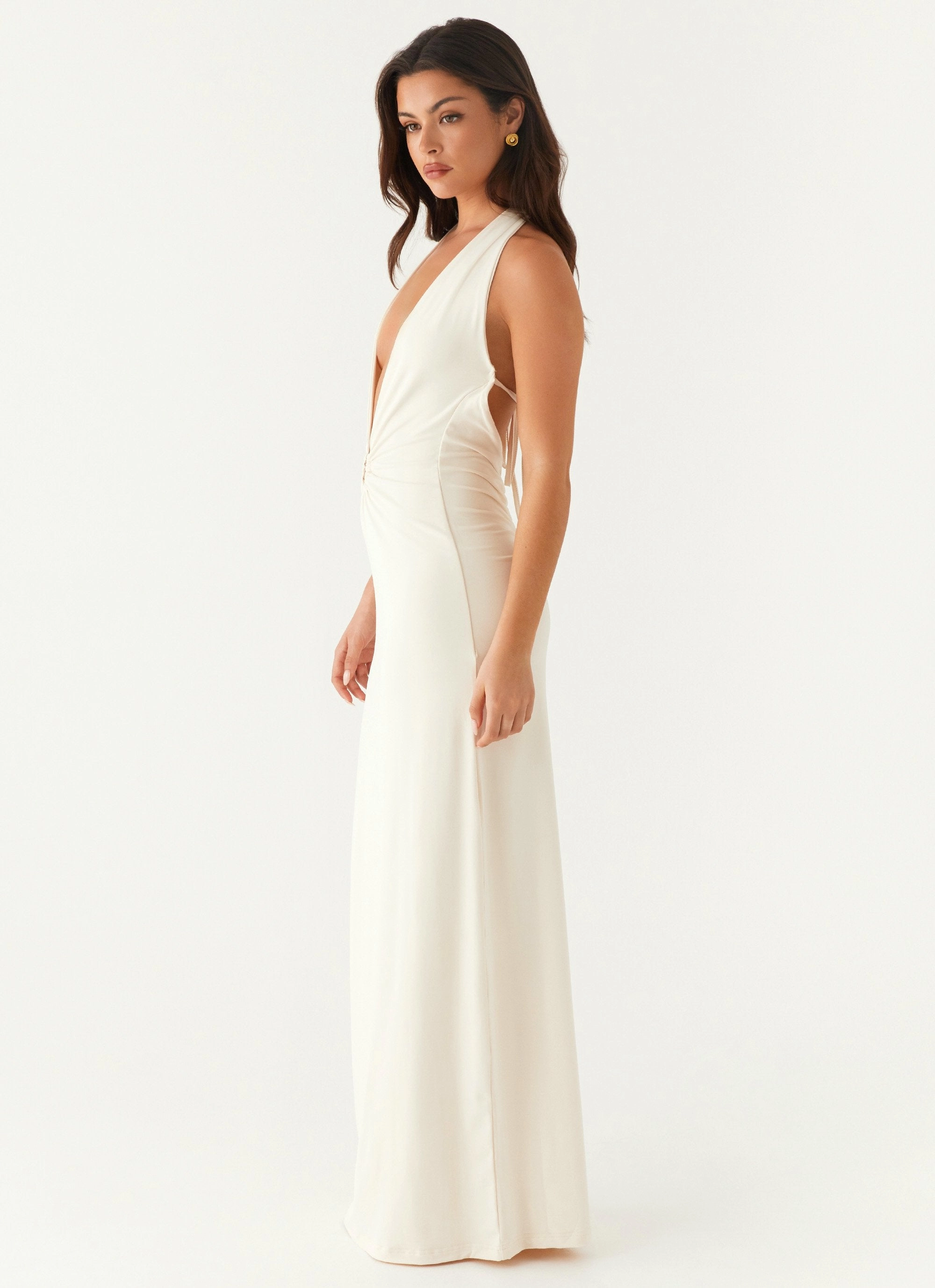 Dominica Maxi Dress - Ivory Buckle-Detail