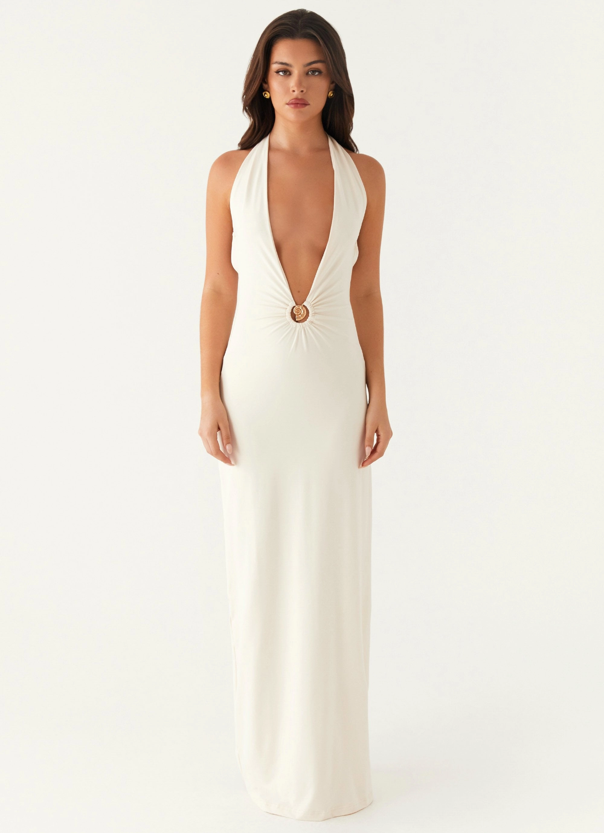 Dominica Maxi Dress - Ivory Side-Pocket