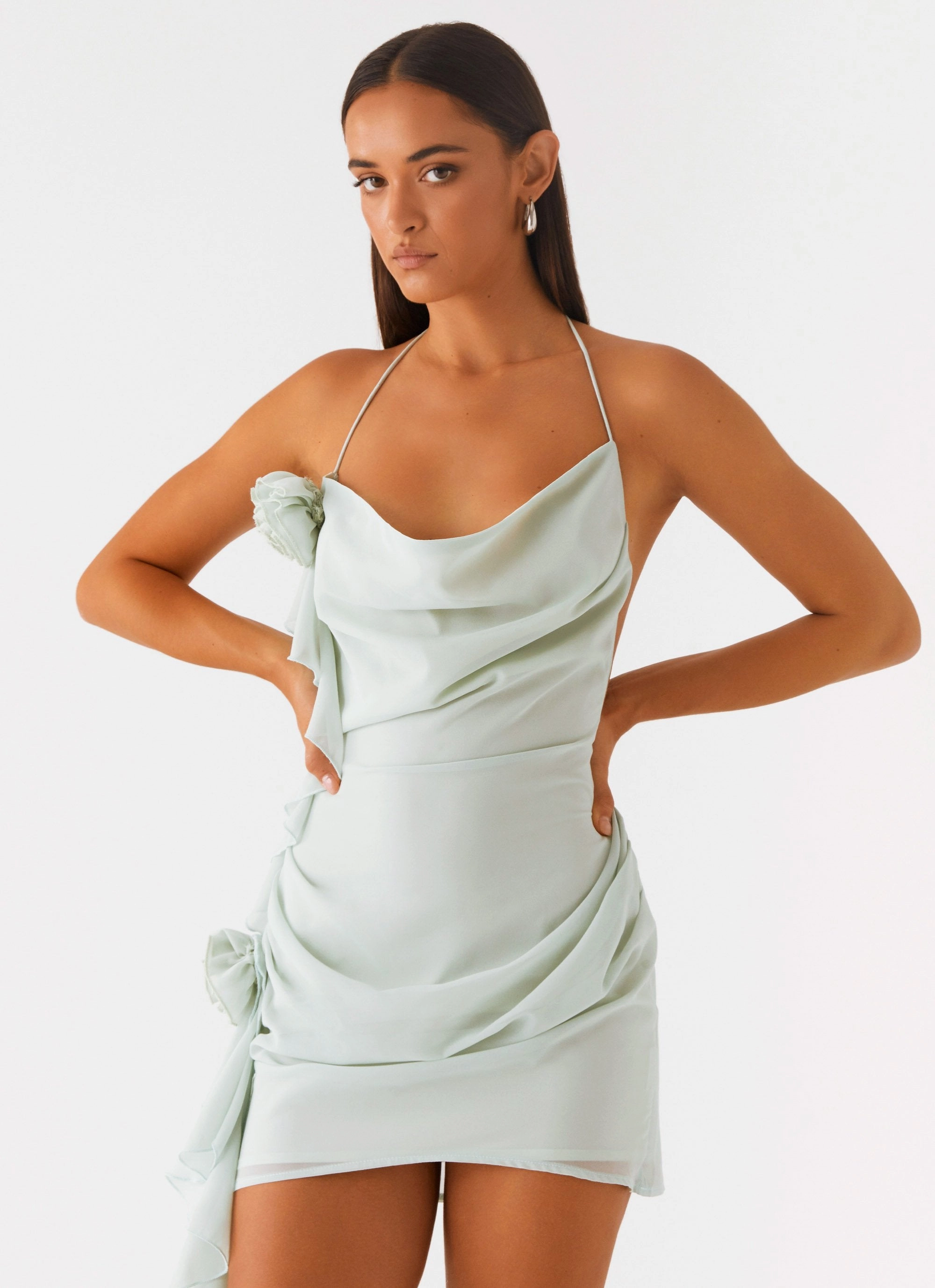 Contemporary Fit Diedre Rose Strappy Mini Dress - Sage