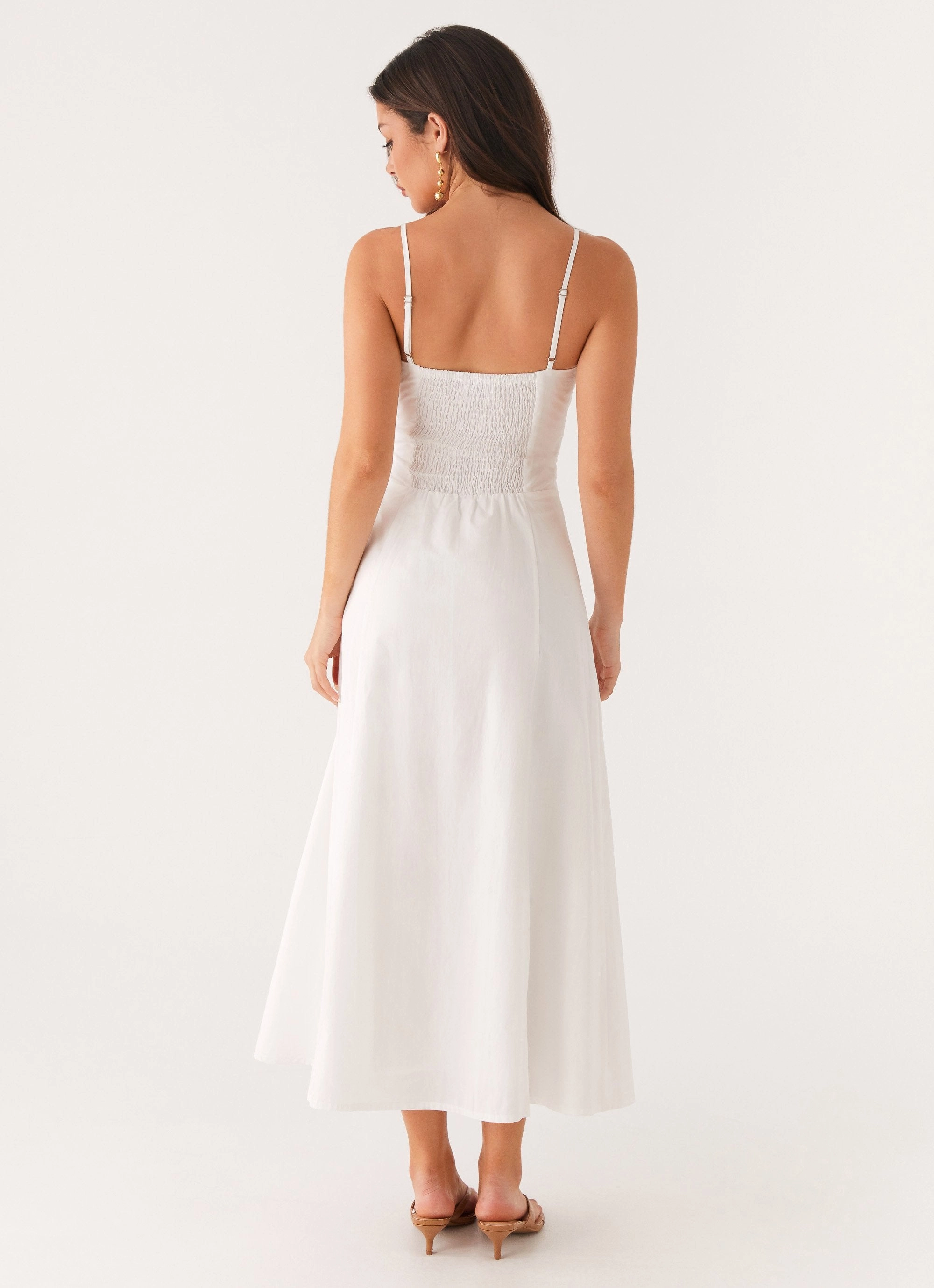 Noosa Midi Dress - White Elegant knee-length dress