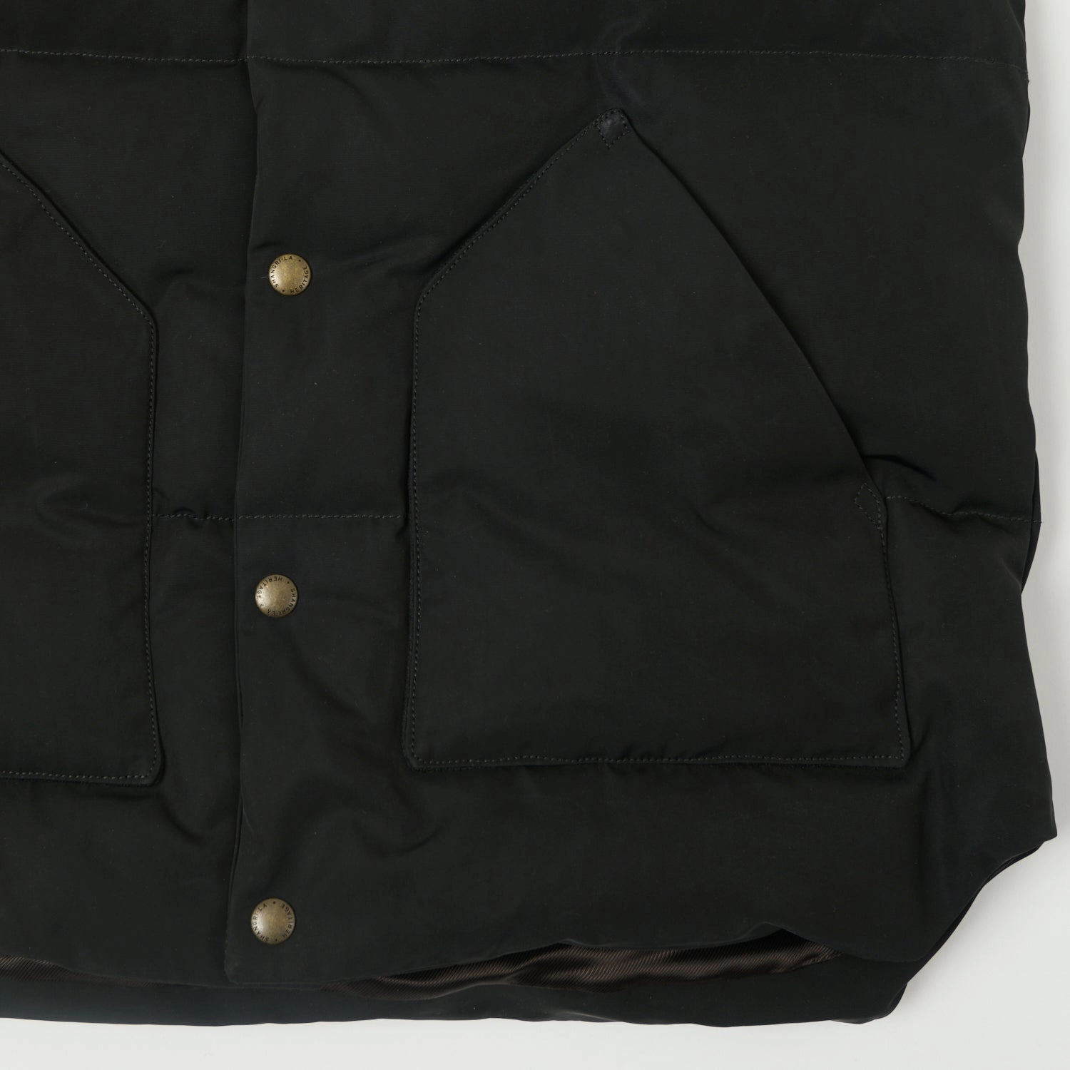 Shangri-La Heritage 'Bivacco' Western Down Vest - Black Outdoor Style Staple Reflective Safety Details