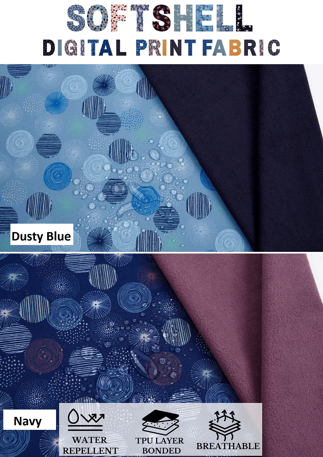 Softshell Fabric Fireworks Water Repellent Resistant