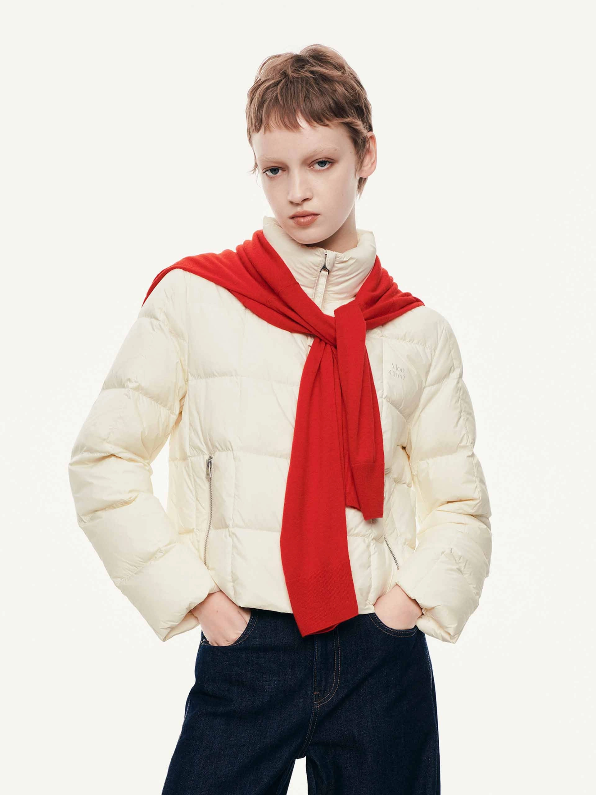 Lightweight Zipper Down Jacket UV Protection Finish Eco Friendly Construction