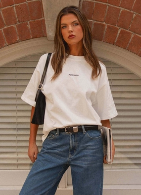 Signature Oversized Tee - White Comfort and Ease