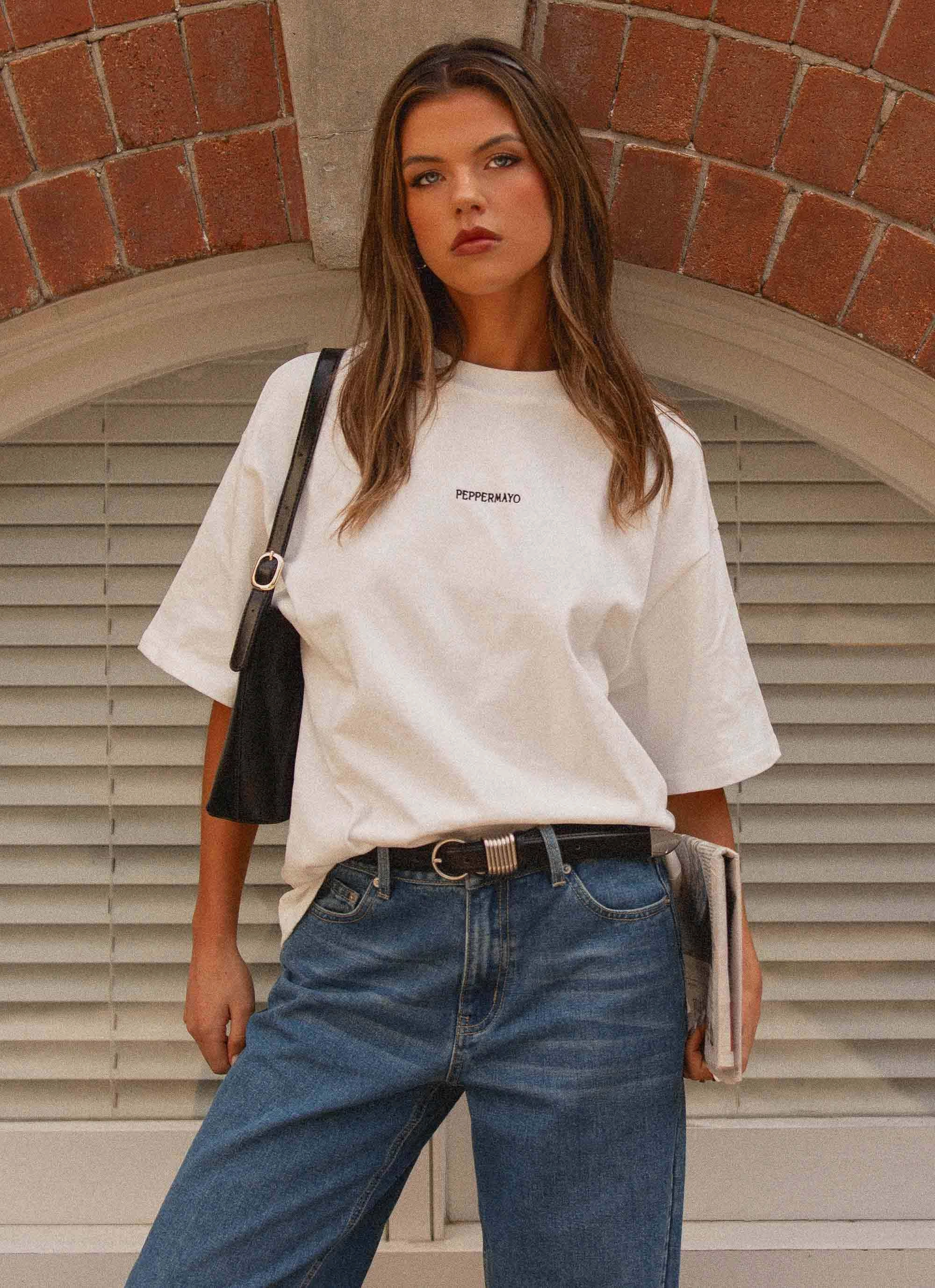 Signature Oversized Tee - White Comfort and Ease