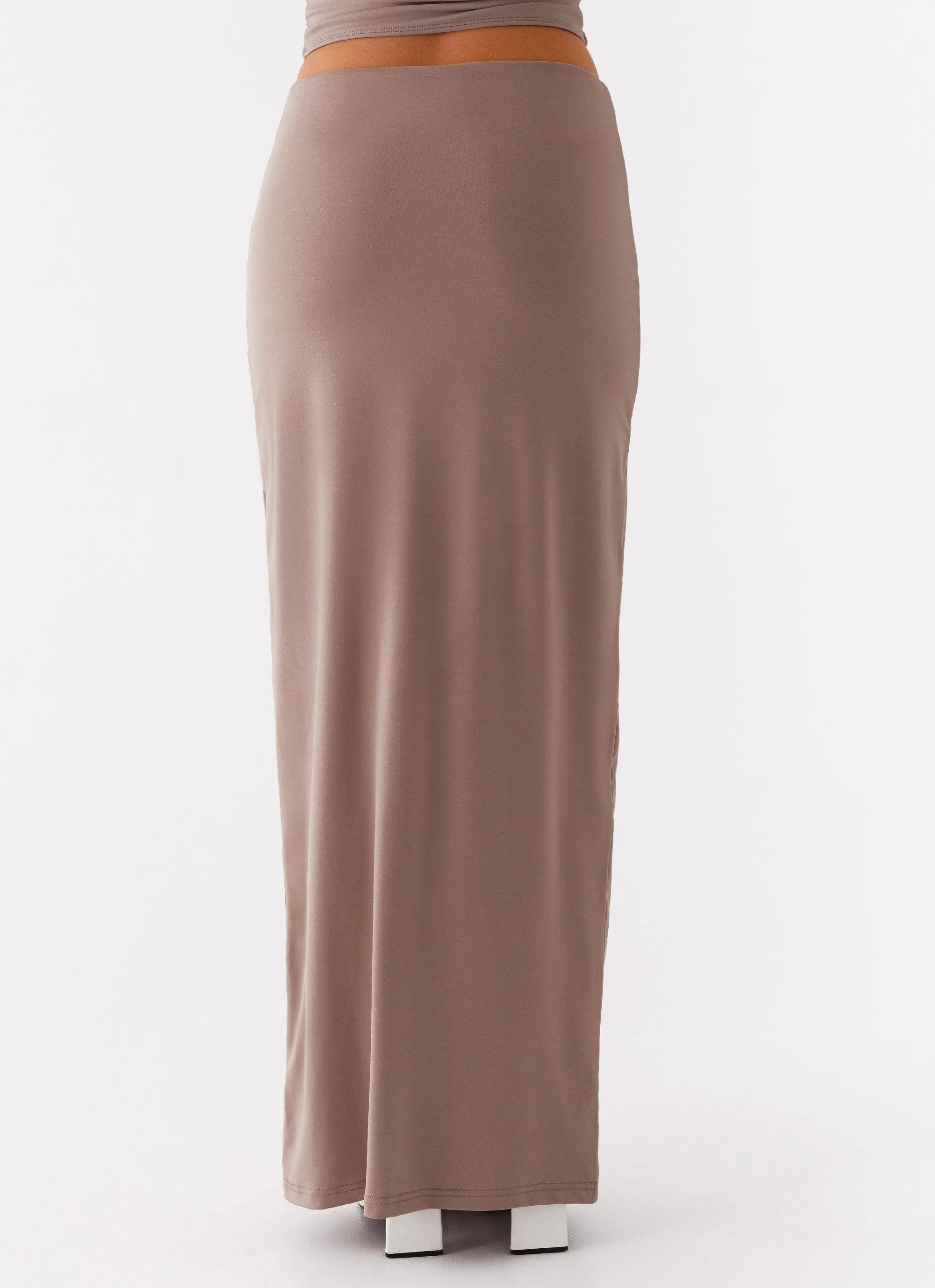 Solace Soul Maxi Skirt - Taupe Relaxed Motion