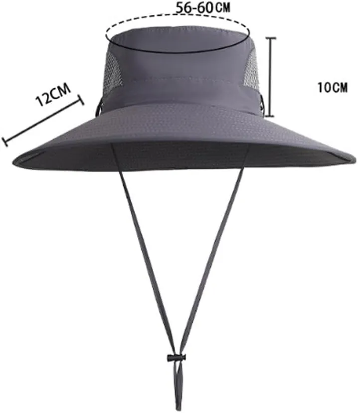 Solar Fan Hat, Men Women Wide Brim Sun Hats with 2 Solar Fan, Breathable Bucket Hat Outdoor Fishing Hat for Hiking Camping